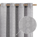 jinchan Boho Curtains Linen Curtains for Living Room Farmhouse Grey Curtains 96 Inch Length for Bedroom Grommet Semi Sheer Drape