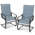 NUU GARDEN Padded Textilene Patio Dining Chairs Set of 2, C-Spring Patio Chairs with Curved Armrests, Powder-Coated Metal Frame 