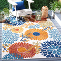 SAFAVIEH Cabana Collection 3 Square Cream/Red CBN832A Floral Indoor/ Outdoor Non-Shedding Easy Cleaning Patio Backyard Deck Por