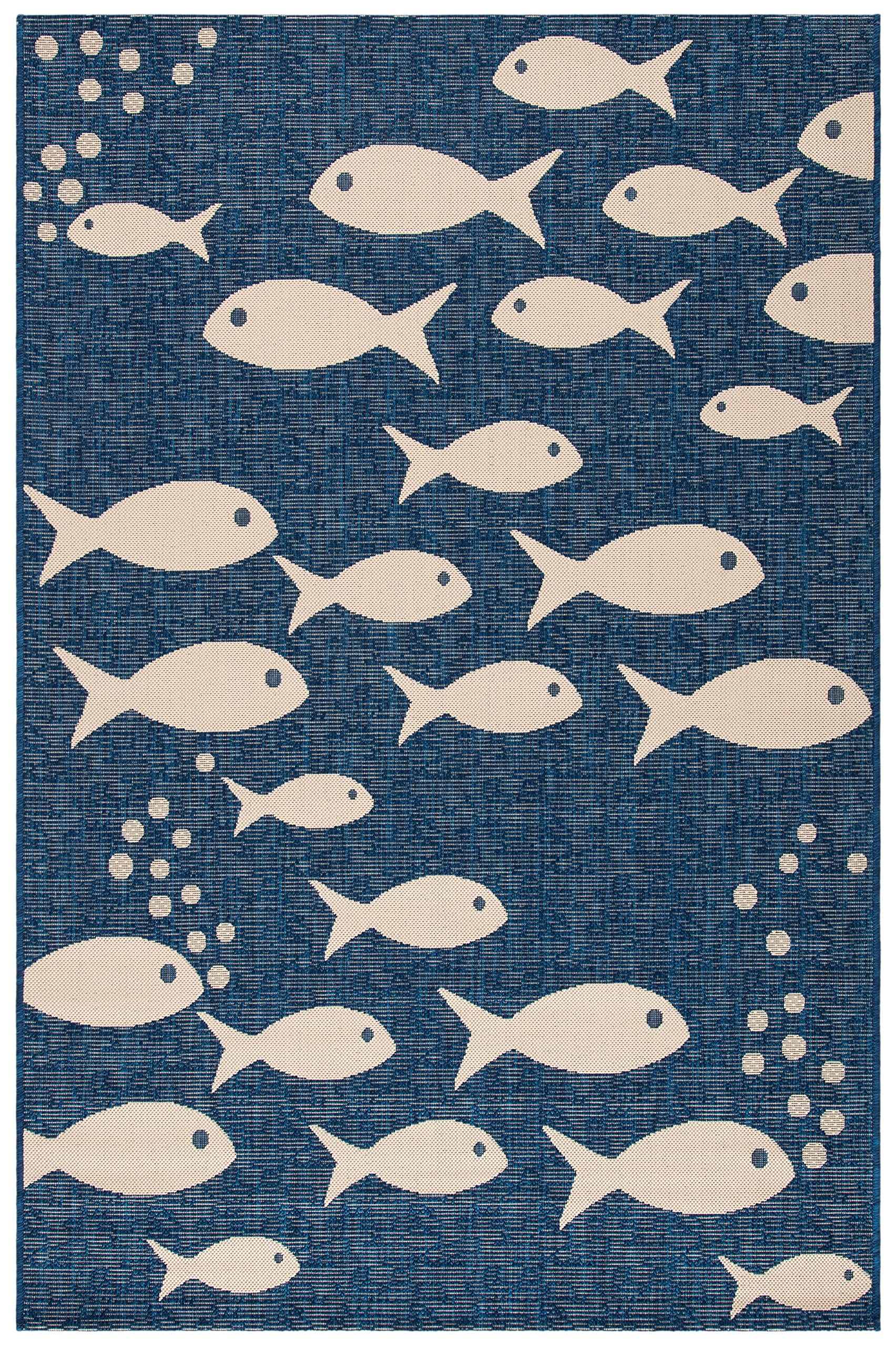 SAFAVIEH Courtyard Collection 2 x 37 Navy/Beige CY6012 Indoor/ Outdoor Waterproof Easy Cleaning Patio Backyard Mudroom Accent 