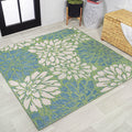 JONATHAN Y SMB110D-4SQ Zinnia Modern Floral Textured Weave Cream/Green 4 Square Indoor/Outdoor Area Rug, Pet Friendly, Non-Shed