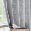 FMFUNCTEX Linen Semi Sheer Curtains for Bedroom, Grey Curtains 63 Inch Length for Living Room, Country Farmhouse Sheer Drapes, L