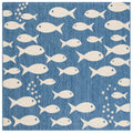 SAFAVIEH Courtyard Collection Area Rug - 4 Square, Blue & Beige, Non-Shedding & Easy Care, Indoor/Outdoor & Washable-Ideal for 