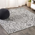 JONATHAN Y SMB105D-3SQ Estrella Bohemian Medallion Textured Weave Black/Gray 3 Square Indoor/Outdoor Area Rug, Pet Friendly, No