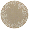 Liora Manne Capri Coastal Coral Border Neutral Indoor/Outdoor Rug, 8 Round