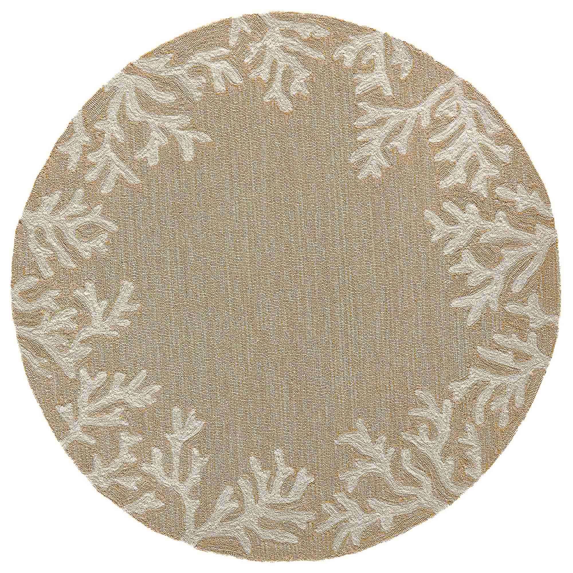 Liora Manne Capri Coastal Coral Border Neutral Indoor/Outdoor Rug, 8 Round