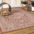 JONATHAN Y SMB101A-6 Sinjuri Medallion Textured Weave Red/Taupe 6 ft. x 9 ft. Indoor/Outdoor Area Rug, Pet Friendly, Non-Sheddin