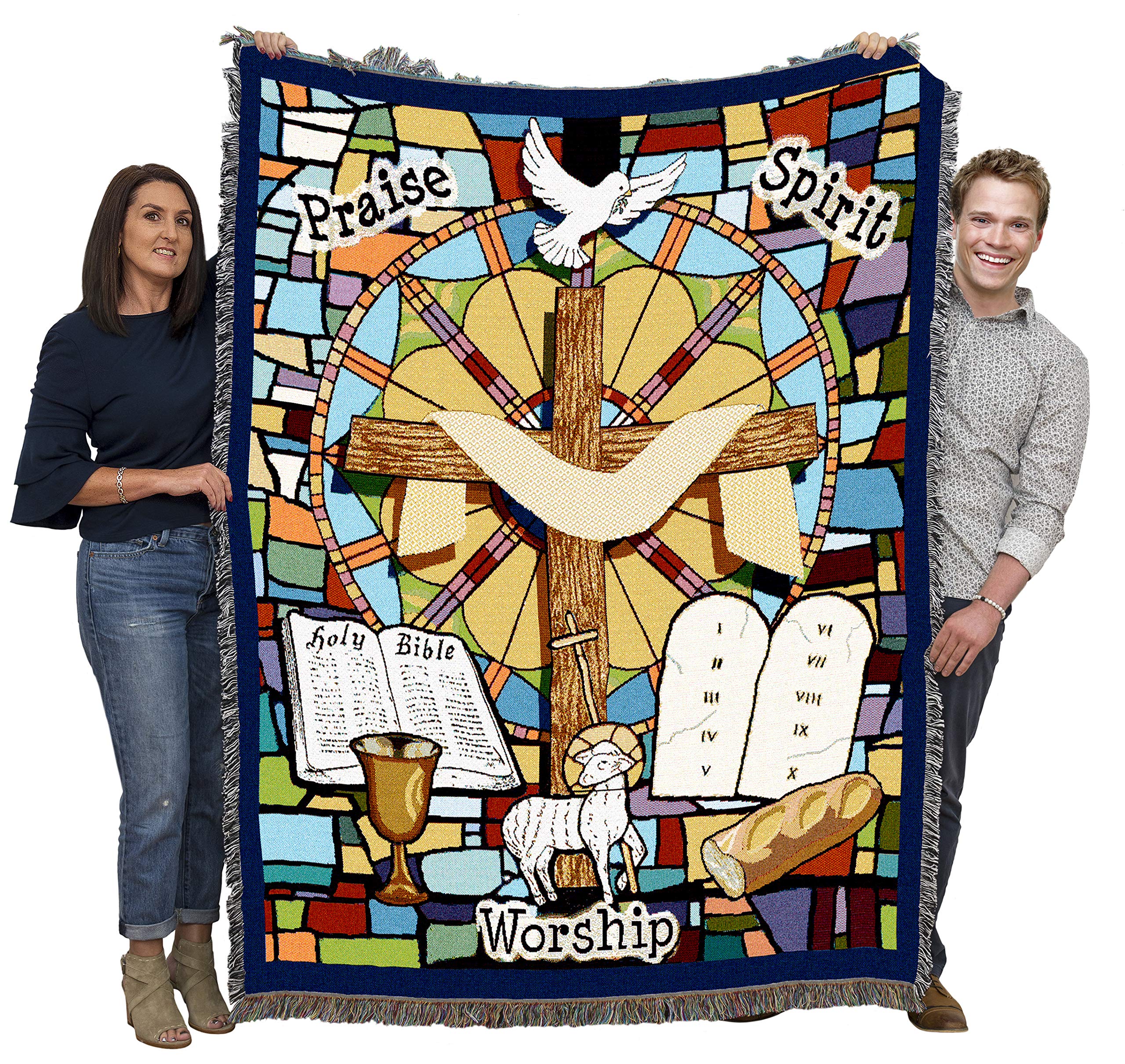 Pure Country Weavers Sunday School Blanket - Religious Gift Tapestry Throw Woven from Cotton - Made in The USA (72x54)