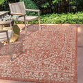 JONATHAN Y SMB104A-5 Malta Bohemian Medallion Textured Weave Indoor/Outdoor Red/Taupe 5 ft. x 8 ft. Area Rug, Coastal,EasyCleani