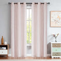 Randall Linen Stripe Semi Sheer Curtain Panels Living room Farmhouse Rustic Contemporary Window Treatment Drapery Sets, 40x95x2,