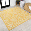 JONATHAN Y SMB106L-5SQ Charleston Vintage Filigree Textured Weave Indoor Outdoor Area Rug, Classic Traditional Transitional Easy