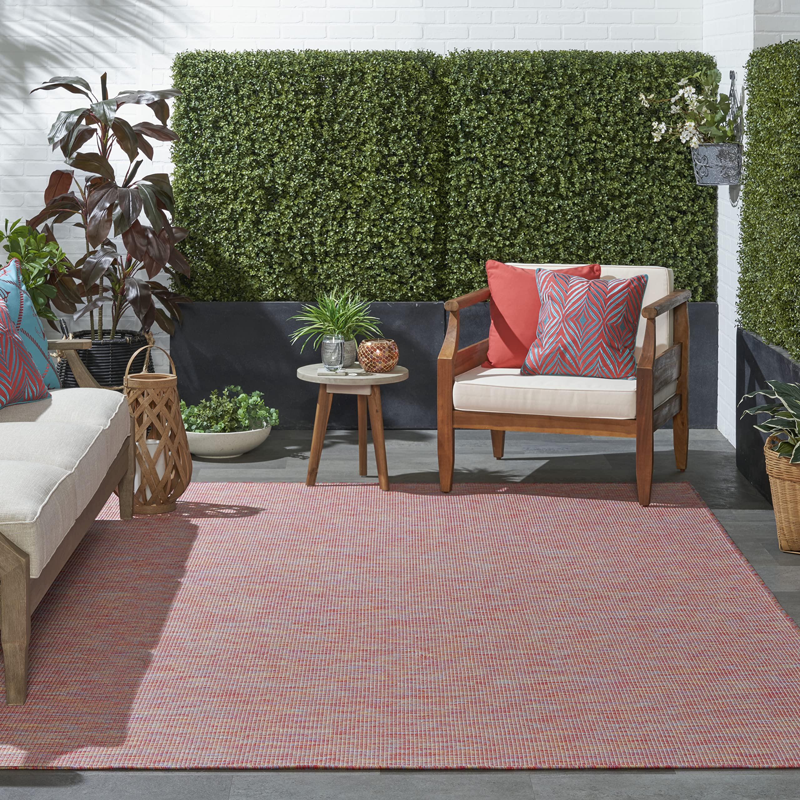 Nourison Positano Indoor/Outdoor Rainbow 8 x 10 Area Rug, Easy Cleaning, Non Shedding, Bed Room, Living Room, Dining Room, Bac