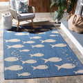 SAFAVIEH Courtyard Collection 53 Square Blue/Beige CY6012 Indoor/ Outdoor Waterproof Easy Cleaning Patio Backyard Mudroom Area 