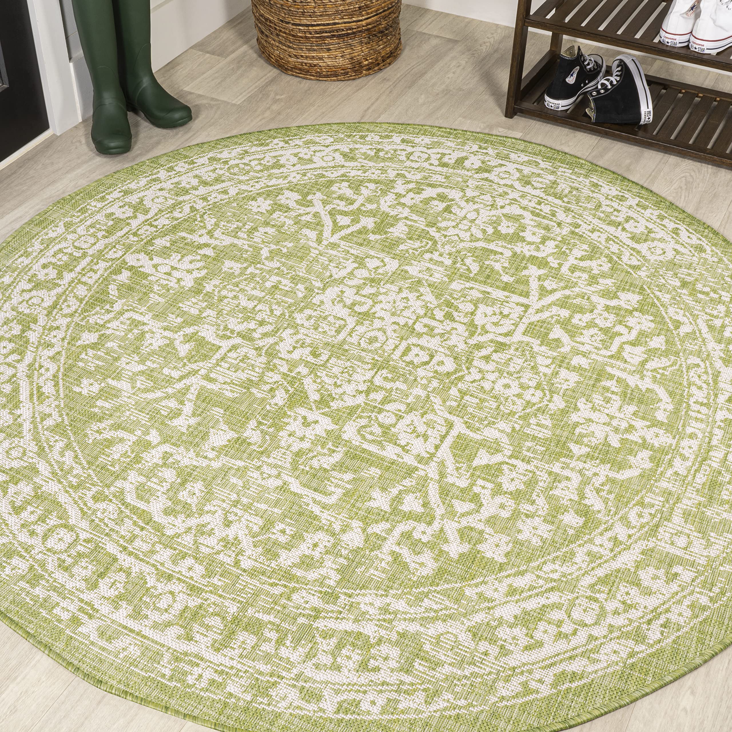 JONATHAN Y SMB104D-5R Malta Bohemian Medallion Textured Weave Indoor Outdoor Area-Rug, Coastal Traditional Transitional Easy-Cle