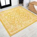 JONATHAN Y SMB100E-5SQ Tela Bohemian Textured Weave Floral Indoor Outdoor Area Rug, Coastal Traditional Transitional Easy Cleani
