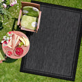 CAMILSON Indoor Outdoor Rug, 5x7 Bordered Dark Grey Black Modern Area Rugs for Indoor and Outdoor Patios, Kitchen and Hallway Ma