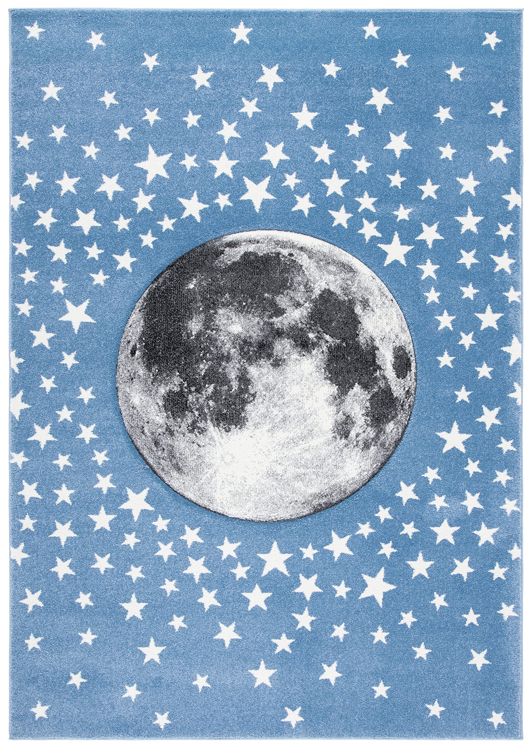 SAFAVIEH Carousel Kids Collection Accent Rug - 2 x 3, Light Blue & Grey, Non-Shedding & Easy Care, Ideal for High Traffic Area