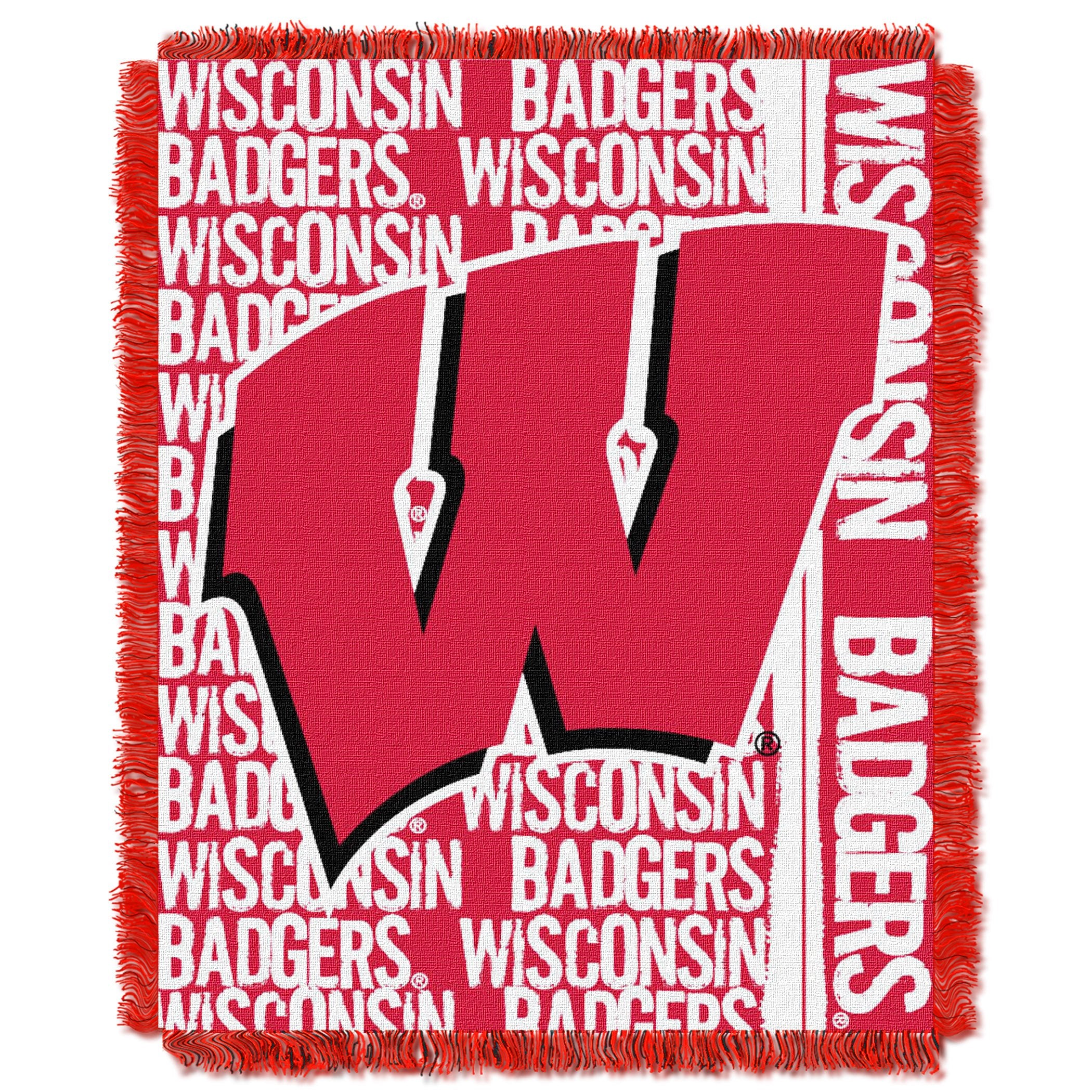 The Northwest Company NCAA Wisconsin Badgers Woven Jacquard Throw Blanket, 48 x 60, Double Play