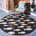 SAFAVIEH Courtyard Collection 71 Round Black/Beige CY6012 Indoor/ Outdoor Waterproof Easy Cleaning Patio Backyard Mudroom Area 