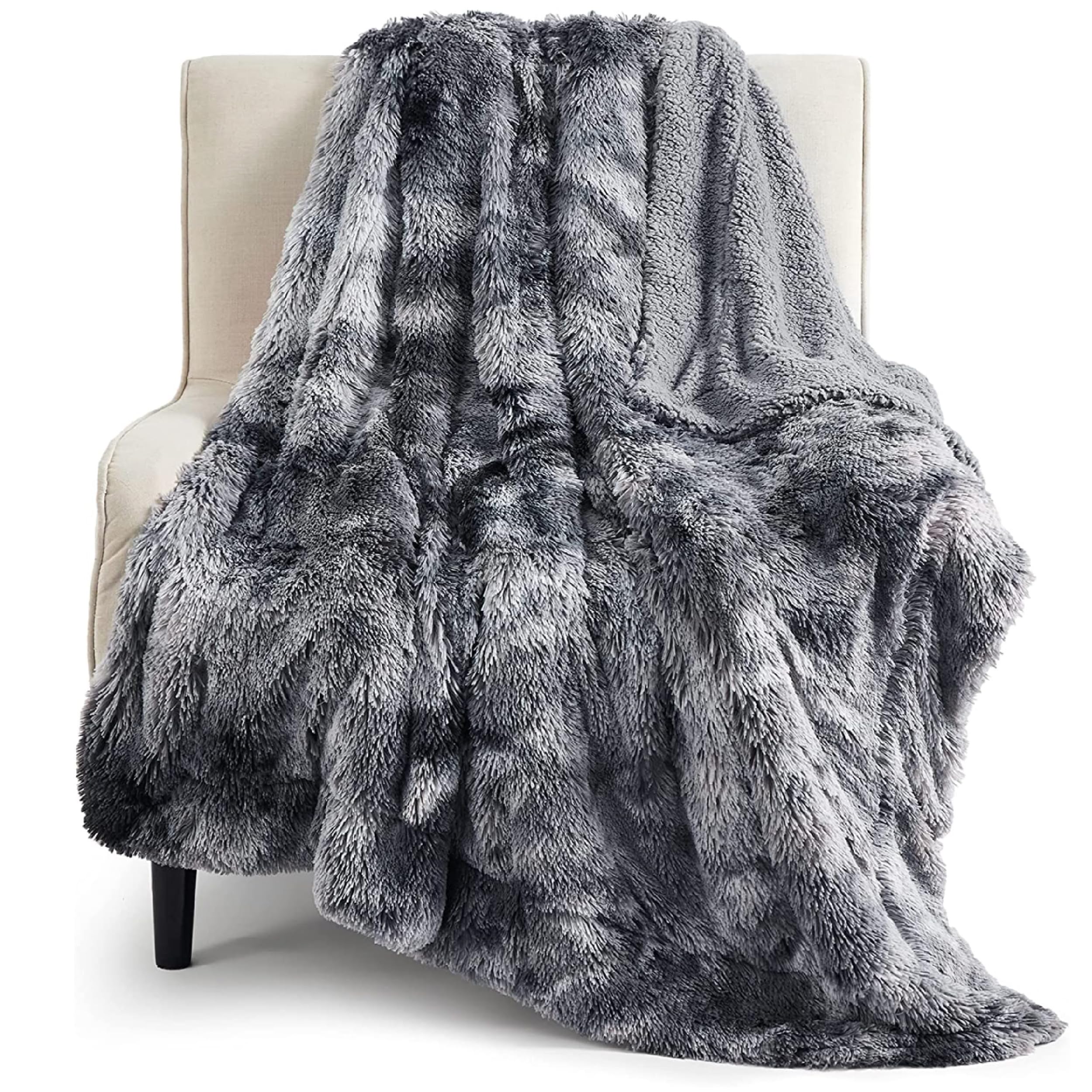 Bedsure Ultra Soft Fluffy Twin Blanket for Bed - Fuzzy Faux Fur Blanket with Cozy Sherpa Fleece, Decorative Gift Blanket, Plush 