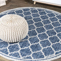 JONATHAN Y SMB109D-3R Trebol Moroccan Trellis Textured Weave Navy/Gray 3 Round Indoor/Outdoor Area Rug, Pet Friendly, Non-Shedd