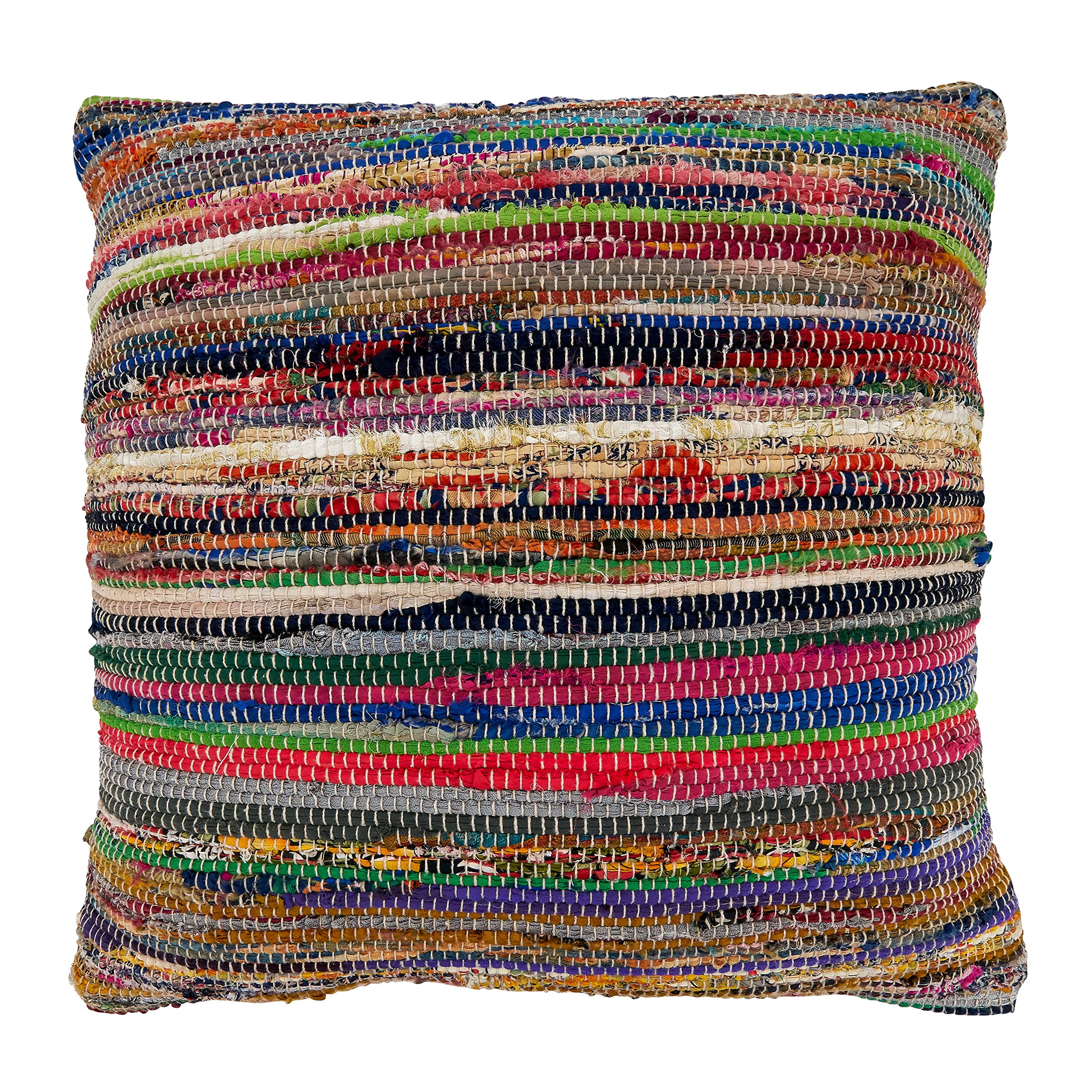 SARO LIFESTYLE Authentic Collection Multi-Colored Chindi Pillow Cover, 22
