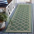 SAFAVIEH Courtyard Collection Runner Rug - 23 x 8, Dark Green & Beige, Trellis Design, Non-Shedding & Easy Care, Indoor/Outdoo