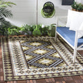 SAFAVIEH Veranda Collection Area Rug - 67 Square, Chocolate & Green, Boho Design, Non-Shedding & Easy Care, Indoor/Outdoor & Wa