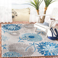 SAFAVIEH Cabana Collection Area Rug - 53 x 76, Grey & Blue, Floral Design, Non-Shedding & Easy Care, Indoor/Outdoor & Washable