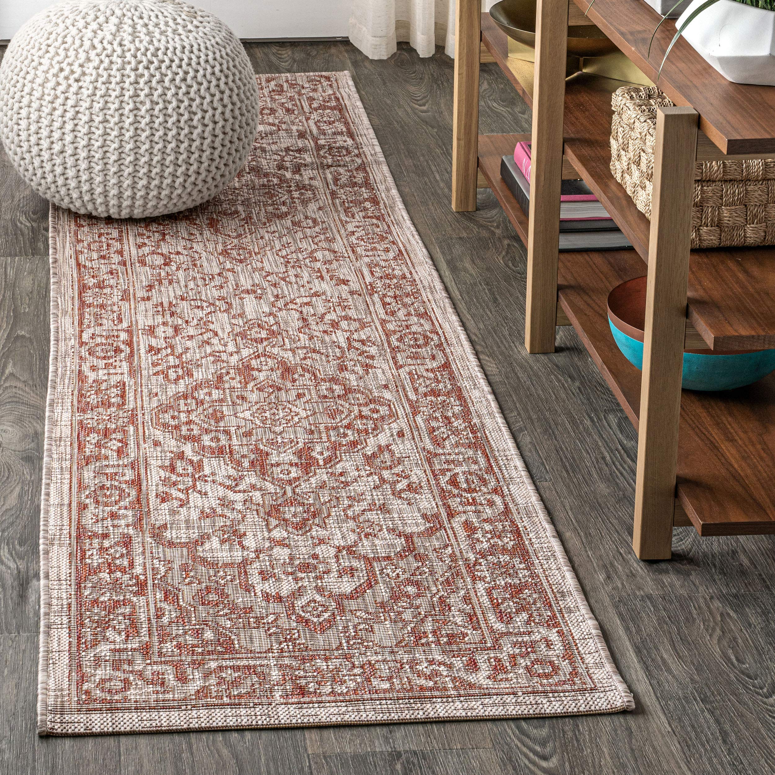 JONATHAN Y SMB102A-210 Rozetta Boho Medallion Textured Weave Indoor Outdoor Area Rug Coastal Runner Rug for Kitchen Living Room 