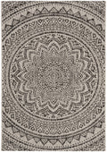 SAFAVIEH Courtyard Collection Accent Rug - 23 x 5, Light Grey & Black, Non-Shedding & Easy Care, Indoor/Outdoor & Washable-Ide