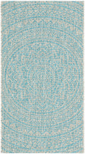 SAFAVIEH Courtyard Collection Accent Rug - 23 x 5, Light Grey & Aqua, Non-Shedding & Easy Care, Indoor/Outdoor & Washable-Idea