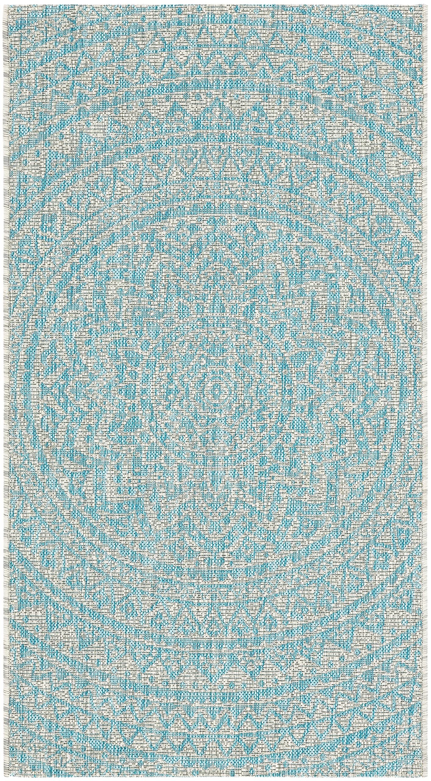 SAFAVIEH Courtyard Collection 2 x 37 Grey / Aqua CY8734 Indoor/ Outdoor Patio Backyard Mudroom Accent Rug