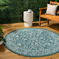JONATHAN Y SMB100C-3R Tela Bohemian Textured Weave Floral Teal/Gray 3 Round Indoor/Outdoor Area Rug, Pet Friendly, Non-Shedding