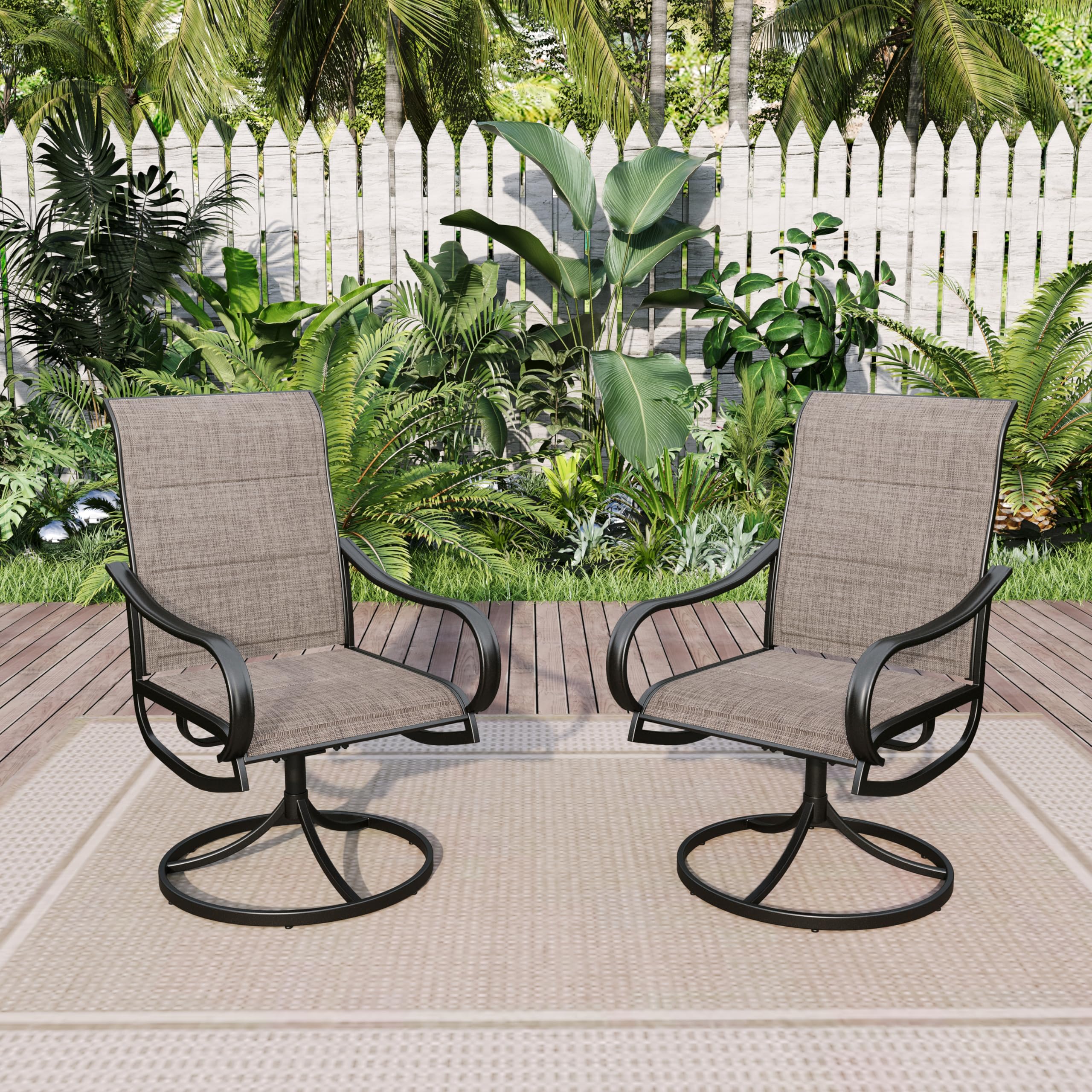 Sophia & William Patio Dining Chairs Metal Swivel Chairs Padded Textilene Set of 2 Outdoor Furniture for Lawn Garden Backyard We