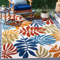 SAFAVIEH Cabana Collection 3 Square Cream/Red CBN814A Botanical Indoor/ Outdoor Non-Shedding Easy Cleaning Patio Backyard Deck 