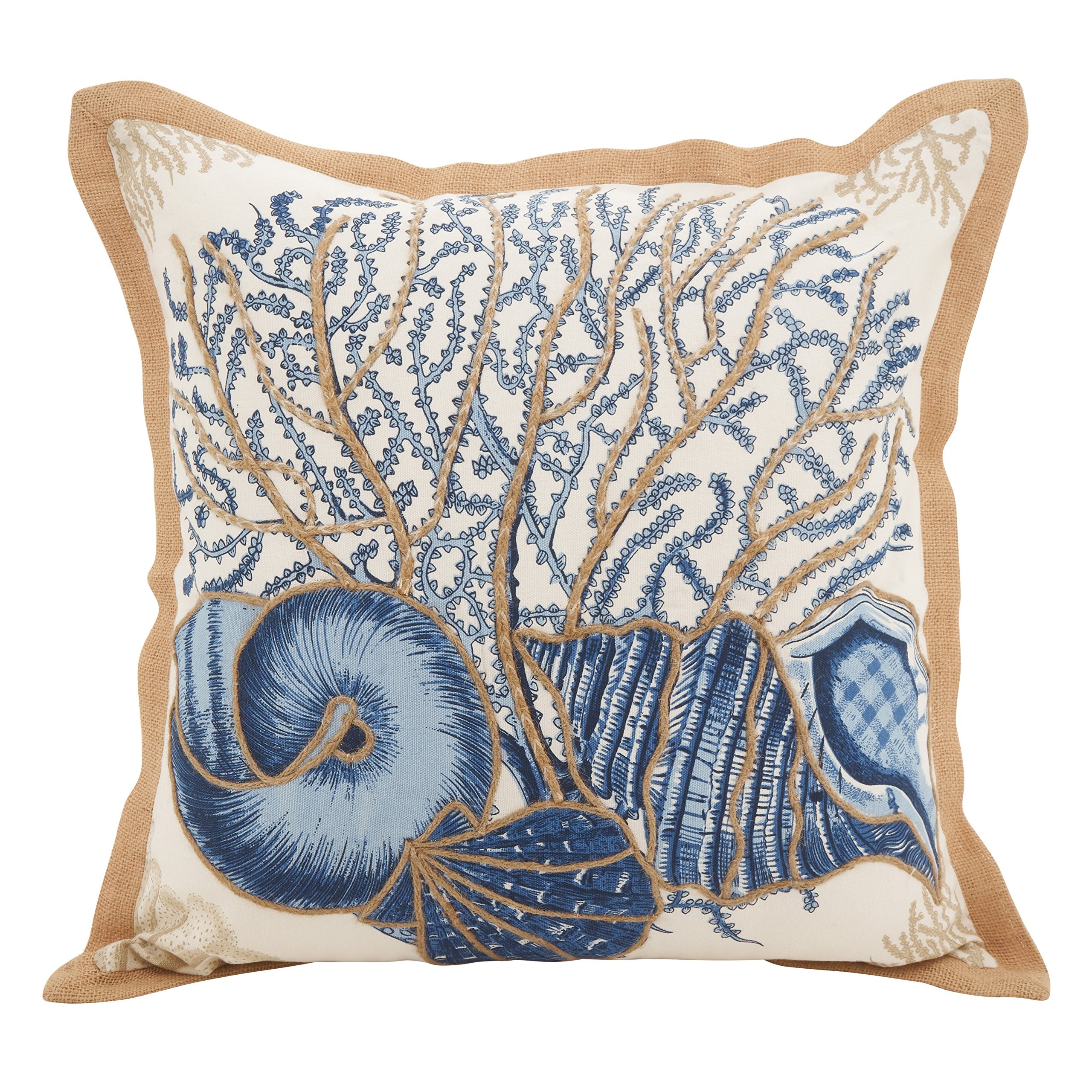 SARO LIFESTYLE Neptunian Collection Cotton Throw Pillow, 20, Seashells