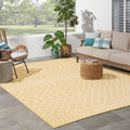 Nourison Positano Indoor/Outdoor Yellow 8 x 10 Area Rug, Easy Cleaning, Non Shedding, Bed Room, Living Room, Dining Room, Back