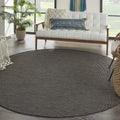 Nourison Positano Indoor/Outdoor Charcoal 8 x Round Area Rug, Easy Cleaning, Non Shedding, Bed Room, Living Room, Dining Room, 