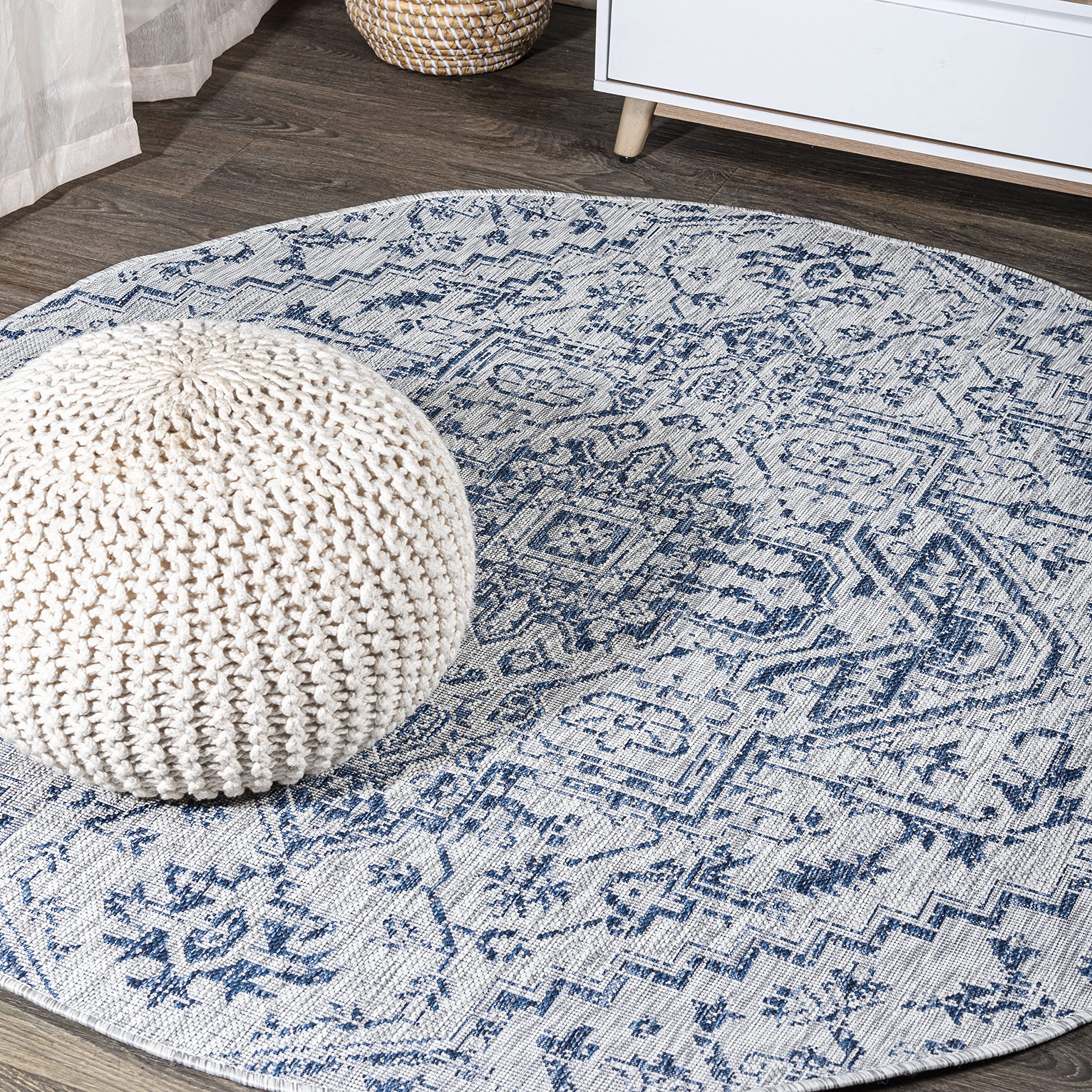 JONATHAN Y SMB105B-5R Estrella Bohemian Medallion Textured Weave Indoor Outdoor Area Rug, Coastal,Traditional,Transitional Easy 