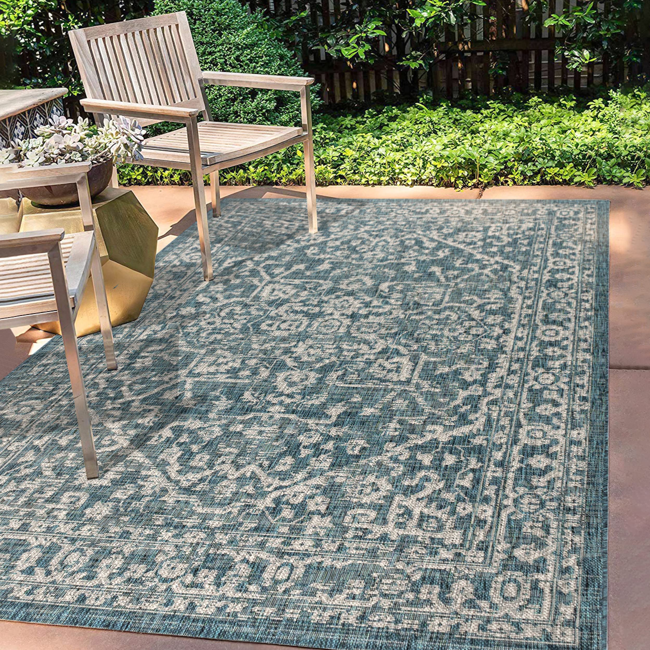 JONATHAN Y SMB104B-9 Malta Bohemian Medallion Textured Weave Indoor Outdoor -Area Rug, Coastal, Traditional, Transitional Easy-C