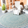 SAFAVIEH Courtyard Collection 9 Round Light Grey / Aqua CY8734 Indoor/ Outdoor Waterproof Easy Cleaning Patio Backyard Mudroom 
