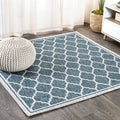 JONATHAN Y SMB109E-8SQ Trebol Moroccan Trellis Textured Weave Teal/Gray 8 Square Indoor/Outdoor Area Rug, Pet Friendly, Non-She