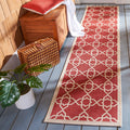 SAFAVIEH Courtyard Collection Runner Rug - 23 x 12, Red & Beige, Non-Shedding & Easy Care, Indoor/Outdoor & Washable-Ideal for