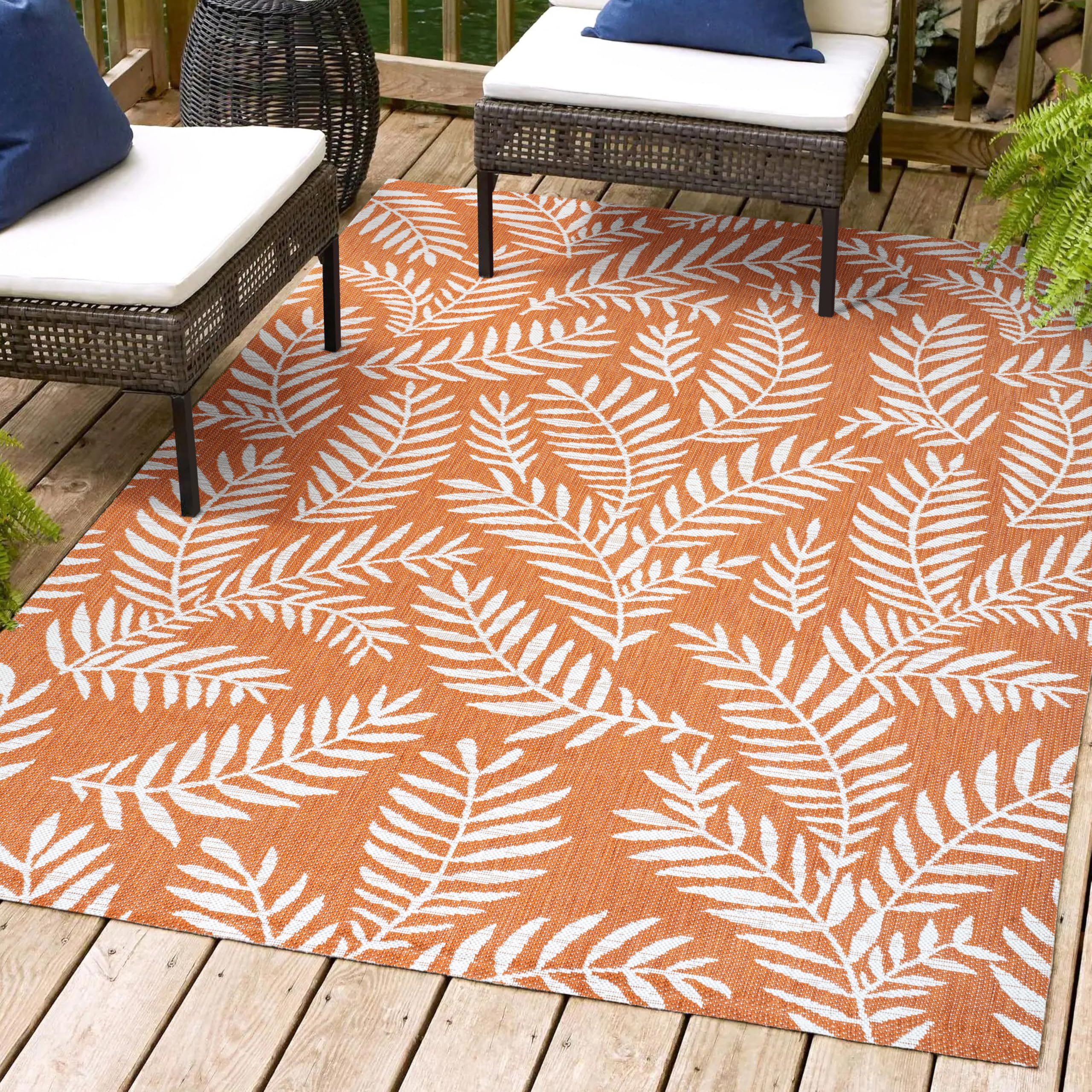 JONATHAN Y SMB119E-9 Nevis Palm Frond Indoor Outdoor Area Rug, Coastal Casual Country & Floral Easy Cleaning,Bedroom,Kitchen,Bac