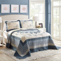 MODERN HEIRLOOM Blue Floral Embroidered Quilted Bedspread - Lightweight Breathable All Seasons Bedding, King Size