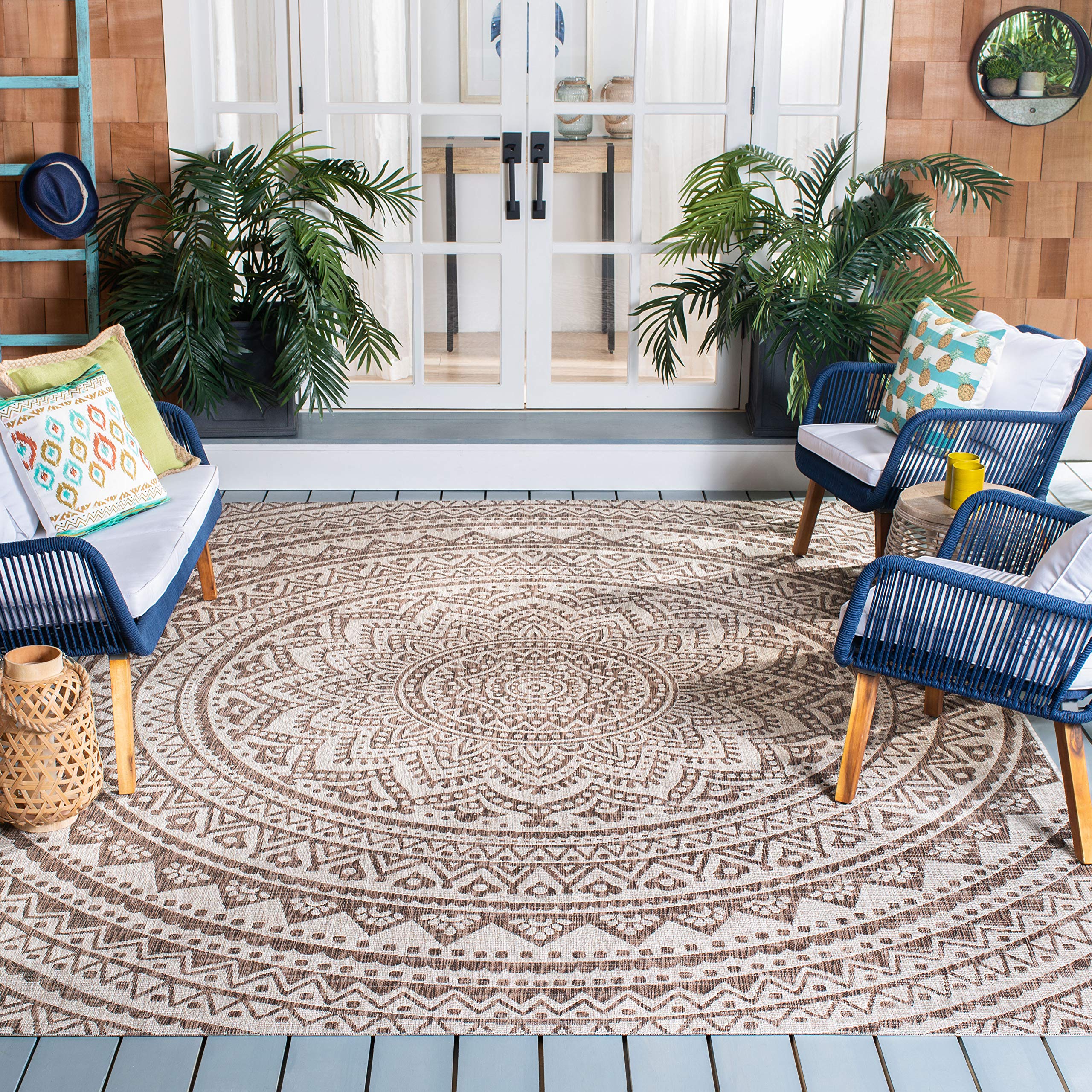 SAFAVIEH Courtyard Collection 8 x 10 Beige/Brown CY8734 Indoor-Outdoor Patio Backyard Mudroom Area-Rug