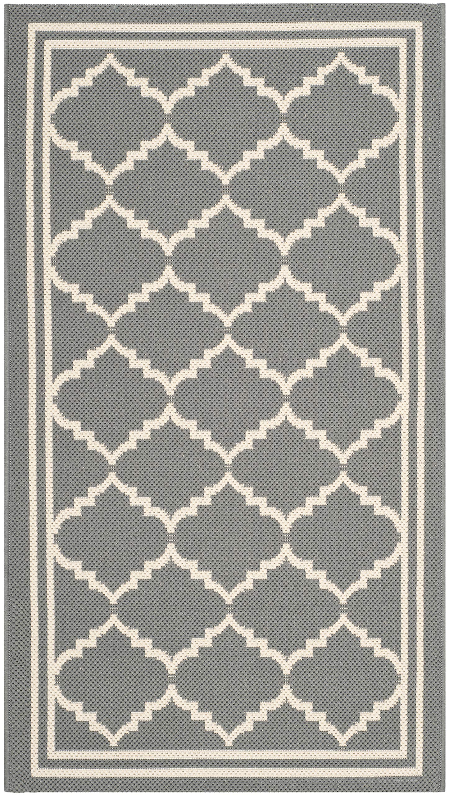SAFAVIEH Courtyard Collection 2 x 37 Anthracite/Beige CY6918 Trellis Indoor/ Outdoor Waterproof Easy Cleaning Patio Backyard M