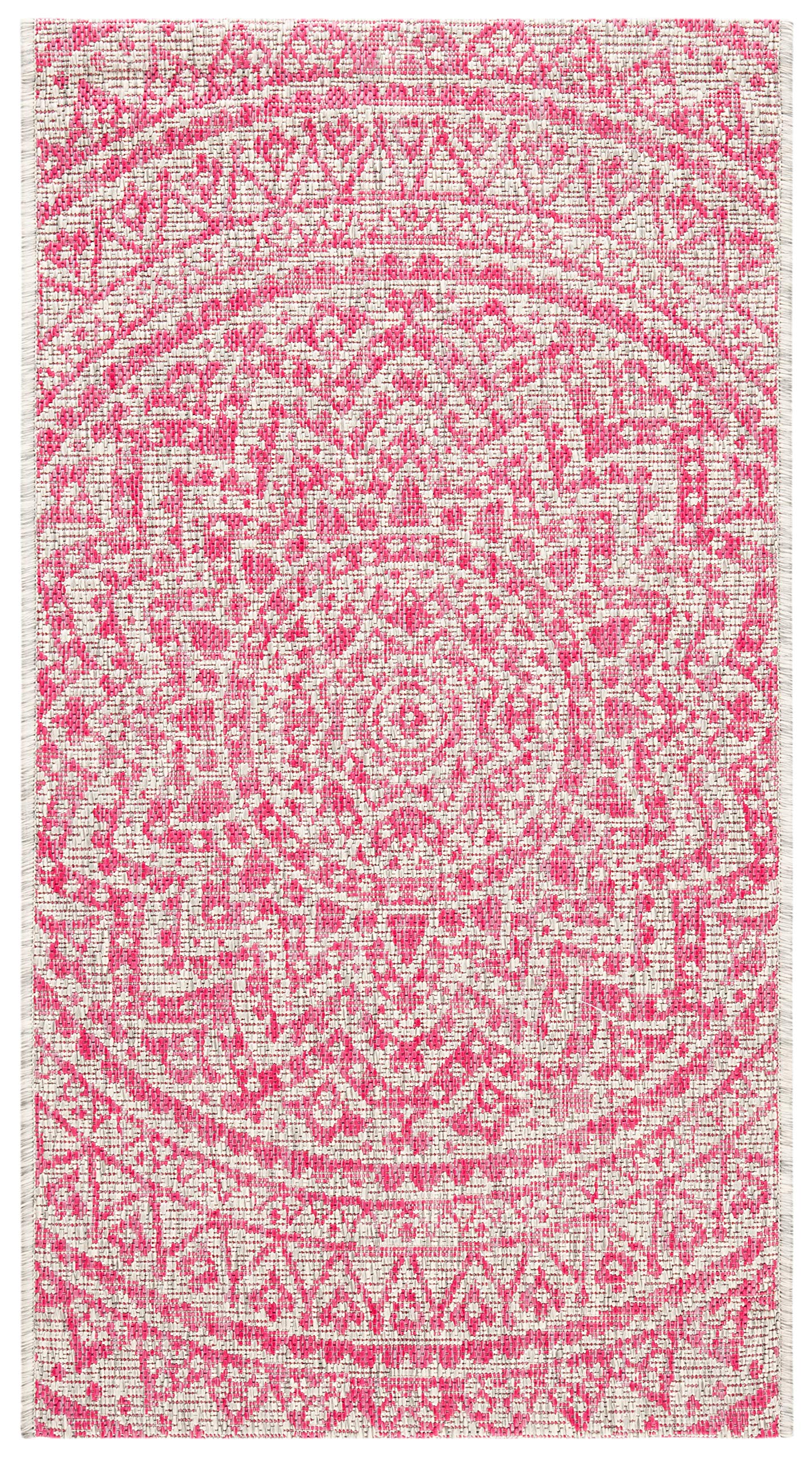 SAFAVIEH Courtyard Collection 24 x 44.4 Light Grey/Fuchsia CY8734 Indoor/ Outdoor Waterproof Easy Cleaning Patio Backyard Mudroo