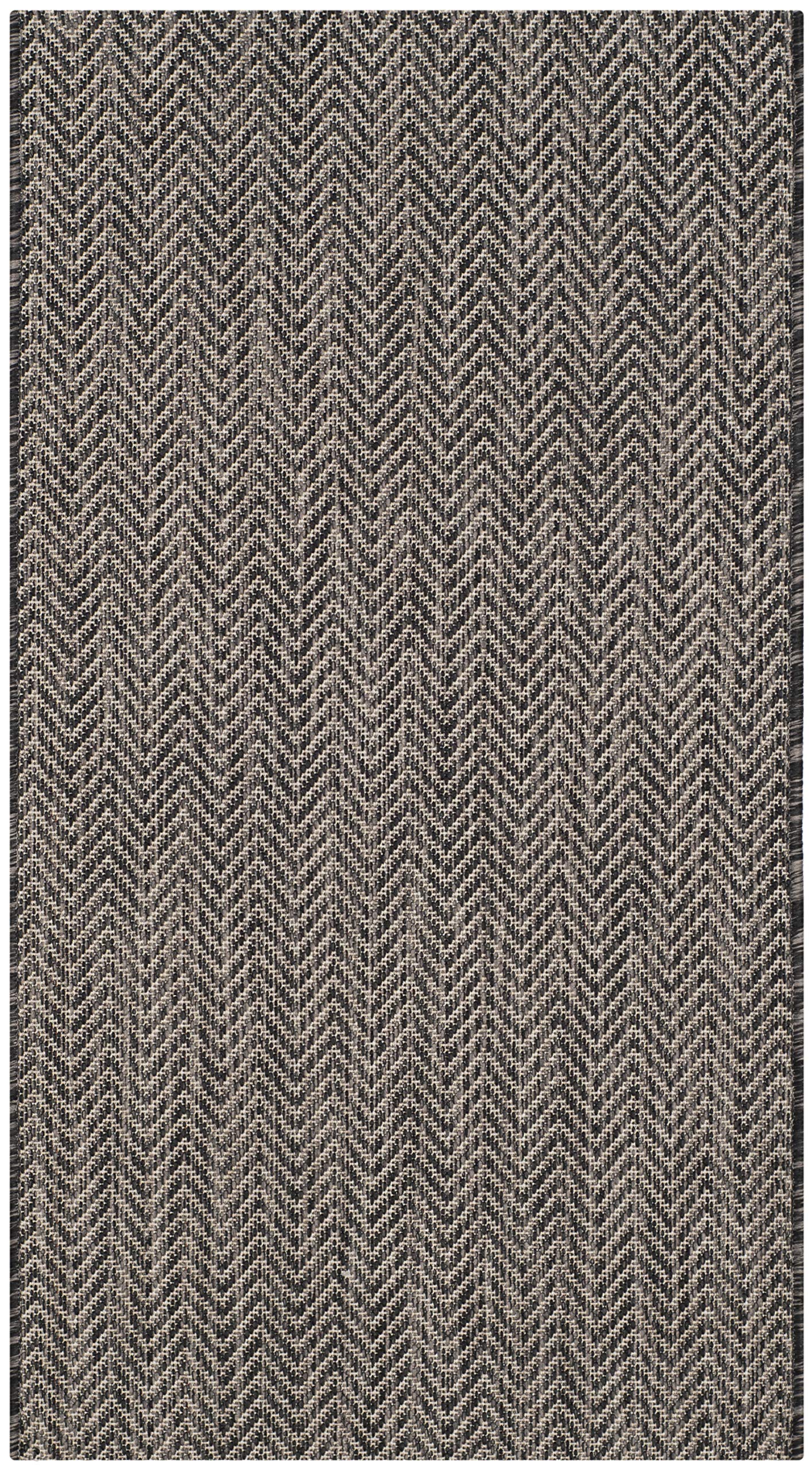 SAFAVIEH Courtyard Collection Accent Rug - 23 x 5, Black & Beige, Non-Shedding & Easy Care, Indoor/Outdoor & Washable-Ideal fo